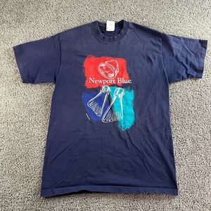 VINTAGE 90s Newport Blue Shirt Mens XL Blue Scuba Diving Single Stitch USA Made